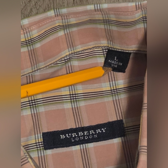 Burberry Pink Plaid Button Down Dress Shirt - Picture 5 of 8
